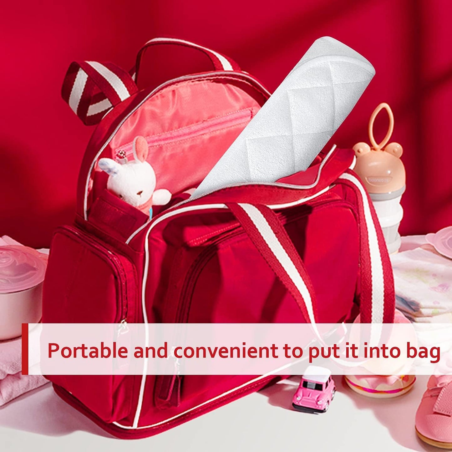 Changing Pad Liners- 3 Pack, Bamboo Terry, Non-Slip Back, Waterproof, White