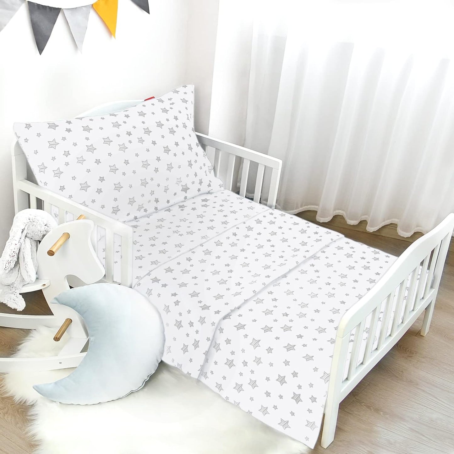 Toddler Bed Sheets Sets 3 Piece, Breathable Microfiber Kids' Sheet & Pillowcase Set for Toddler Bed, Silky Soft Toddler Sheet Set-Moonsea Bedding