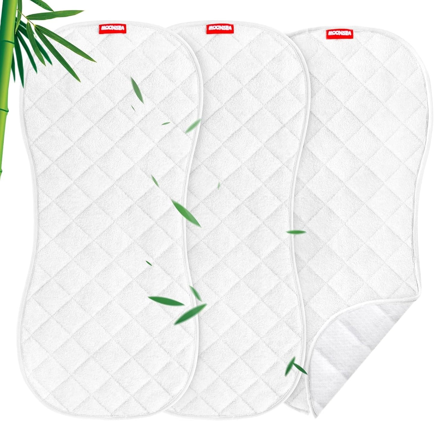 Changing Pad Liners- 3 Pack, Bamboo Terry, Non-Slip Back, Waterproof
