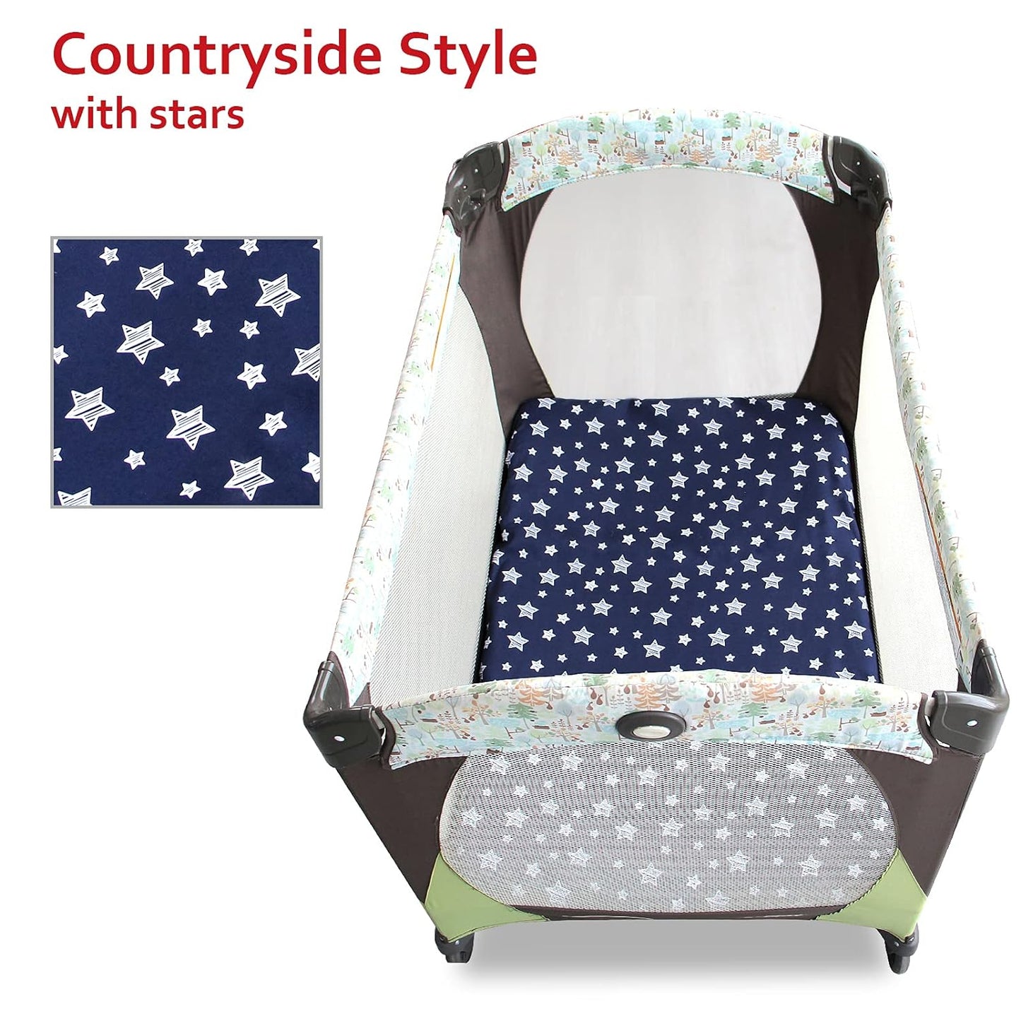 Pack n Play Sheet | Mini Crib Sheet - Ultra-Soft Microfiber, Fits Graco Pack and Play, Navy Star