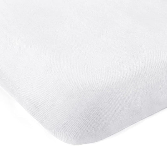 Travel Crib Sheet - 100% Organic Cotton, Fits Guava Lotus, Baby Bjorn, Dream on Me Travel Crib Light Playard, White-Moonsea Bedding