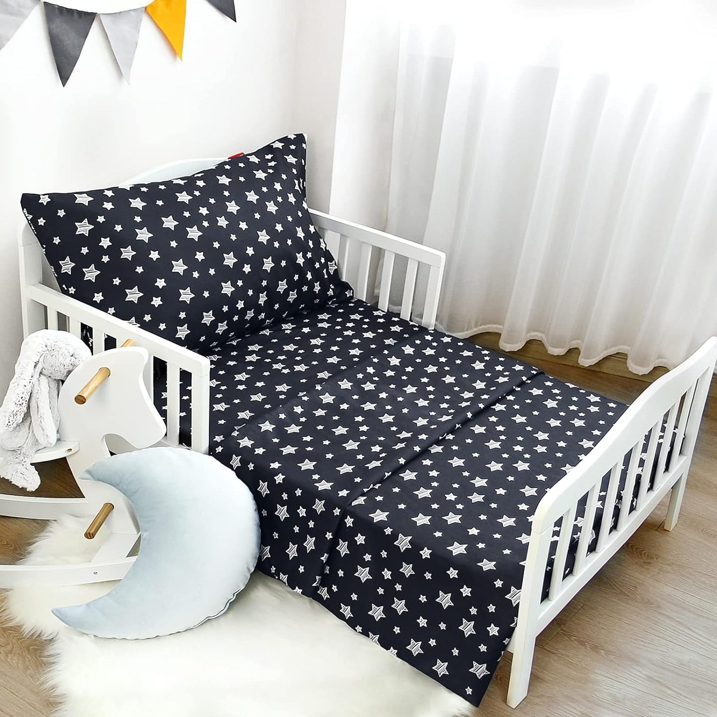 Toddler Bed Sheets Sets 3 Piece, Breathable Microfiber Kids' Sheet & Pillowcase Set for Toddler Bed, Silky Soft Toddler Sheet Set