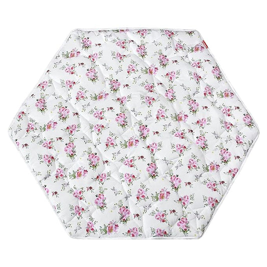 Baby Play Mat | Hexagon Playpen Mat - 52'' x 45'', Padded and Non Slip Activity Mat for Infant & Toddler, Floral - Moonsea Bedding