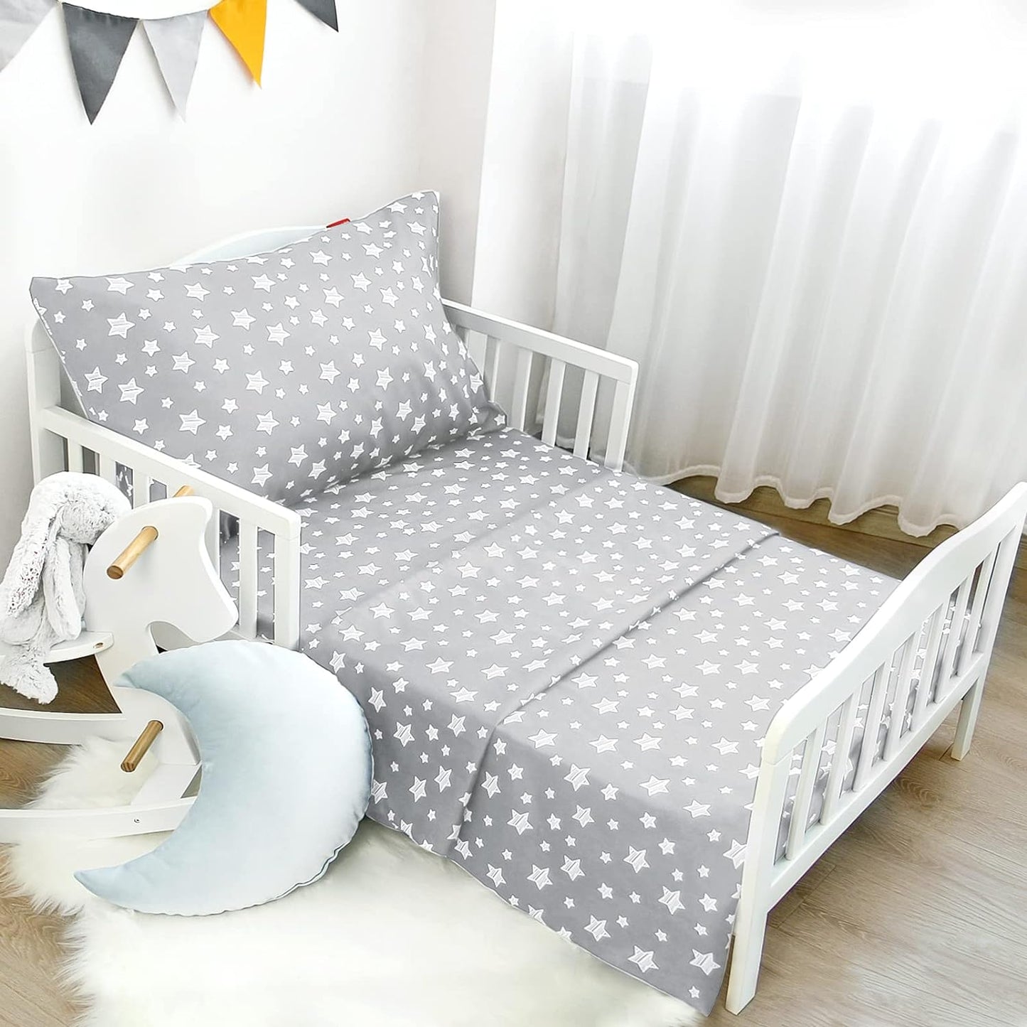Toddler Bed Sheets Sets 3 Piece, Breathable Microfiber Kids' Sheet & Pillowcase Set for Toddler Bed, Silky Soft Toddler Sheet Set