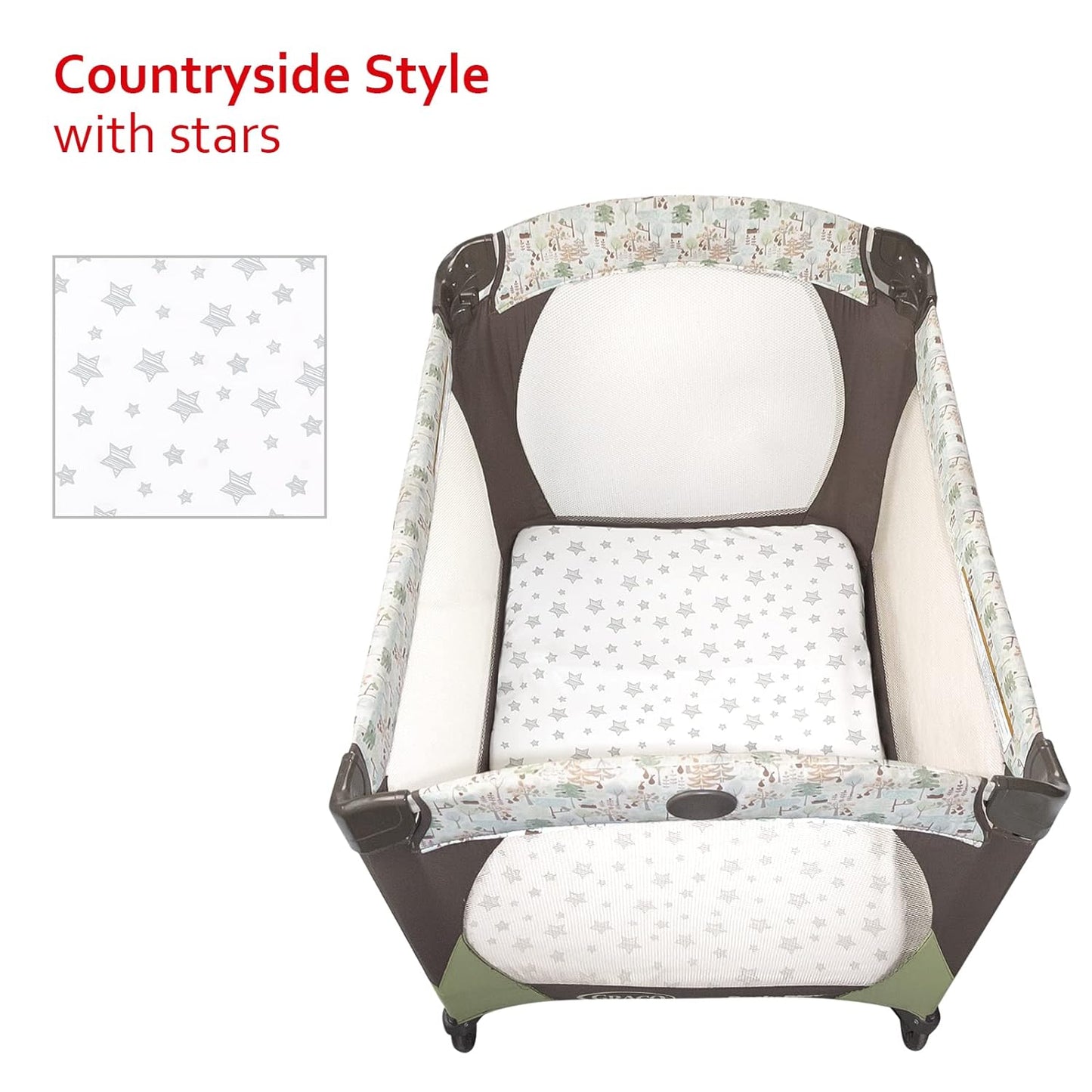 Pack n Play Sheet | Mini Crib Sheet - Ultra-Soft Microfiber, Fits Graco Pack and Play, White Star