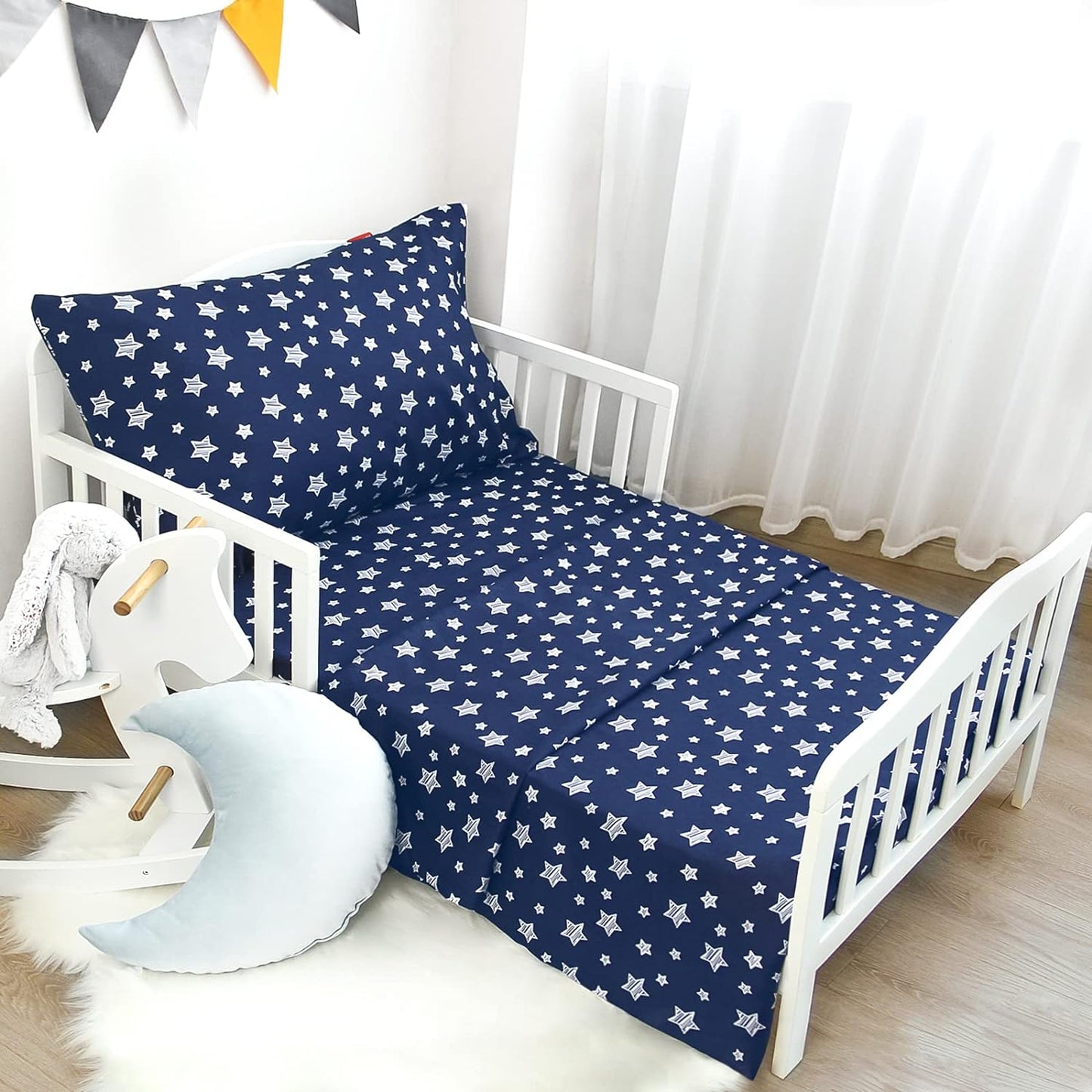 Toddler Bed Sheets Sets 3 Piece, Breathable Microfiber Kids' Sheet & Pillowcase Set for Toddler Bed, Silky Soft Toddler Sheet Set