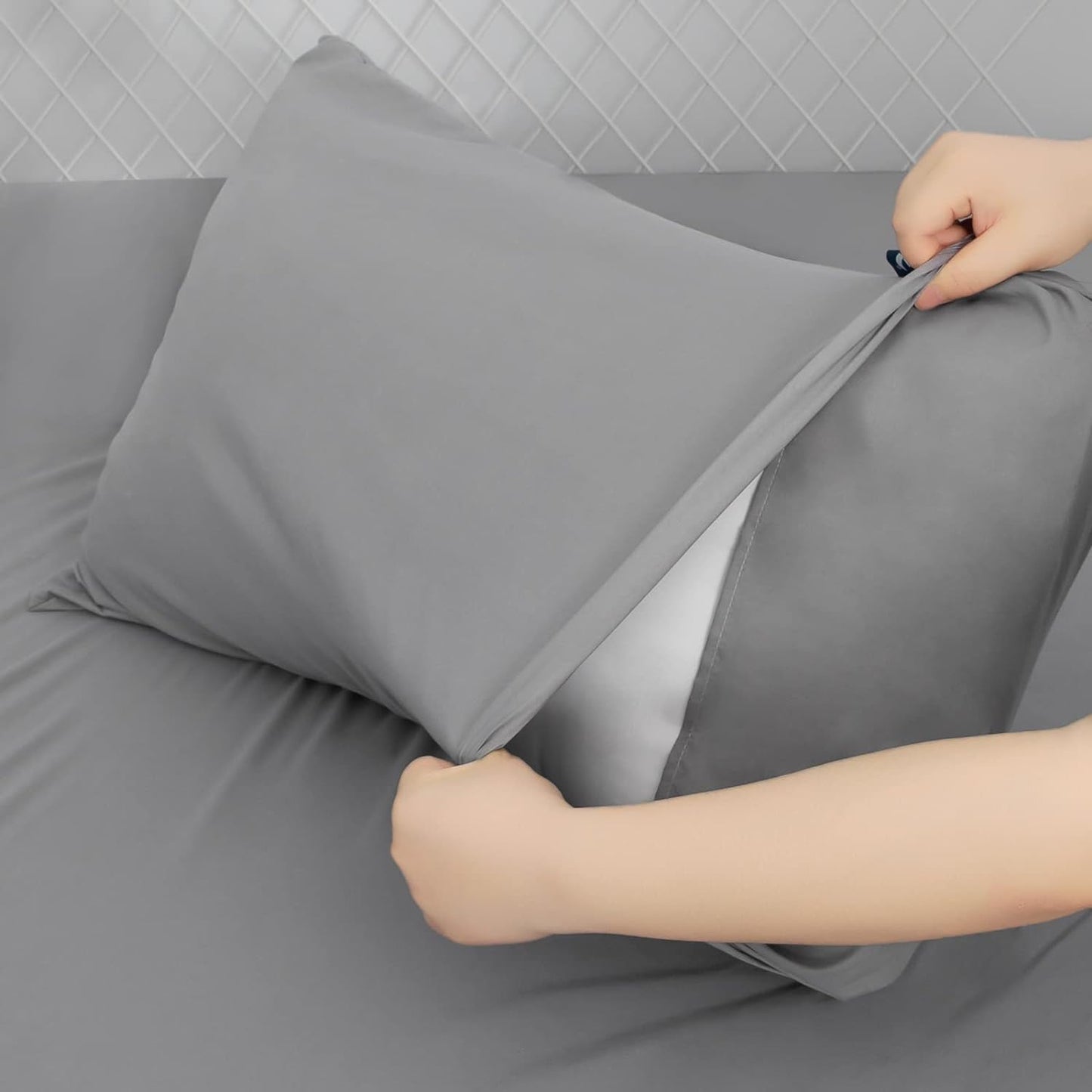 Air Mattress Sheet Set - 3 Pieces Extra Deep Pocket Sheet Set - Sheets with Pockets on Side - Easily Fits Extra Deep Pillow Top Air Mattress,Grey