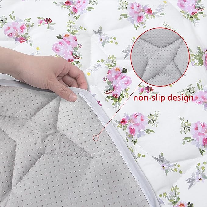 Baby Play Mat | Hexagon Playpen Mat - 52" x 45", Padded and Non-Slip Activity Mat for Infant & Toddler, Floral