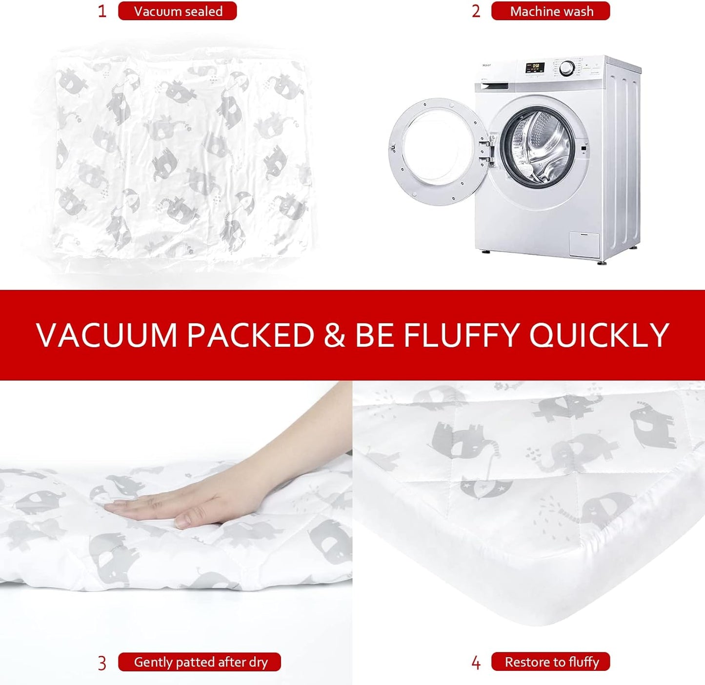 Pack n Play Sheet Quilted | Mini Crib Sheet - Pack and Play Mattress Pad Cover, Ultra-Soft Microfiber, Fits Graco Pack and Play, Elephant