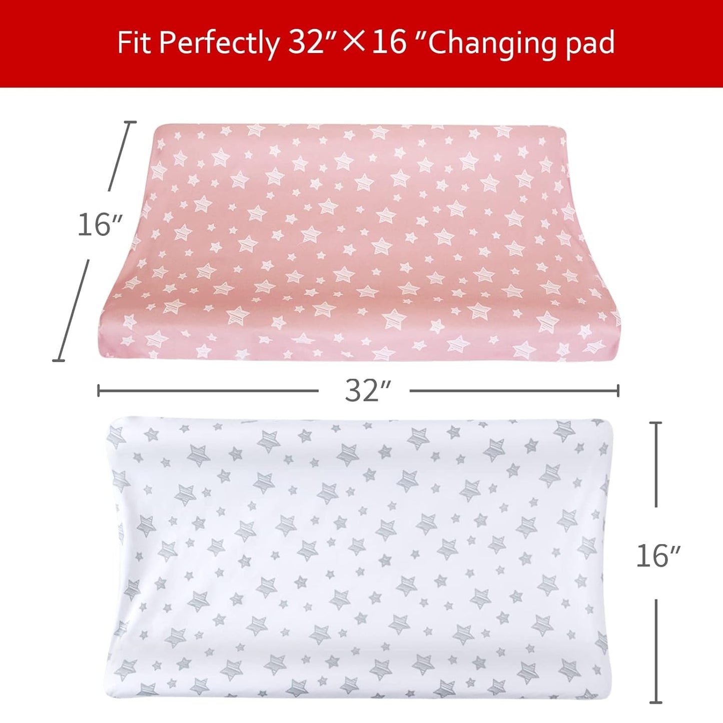Changing Pad Cover- 2 Pack, Ultra Soft Jersey Knit Cotton ,Star