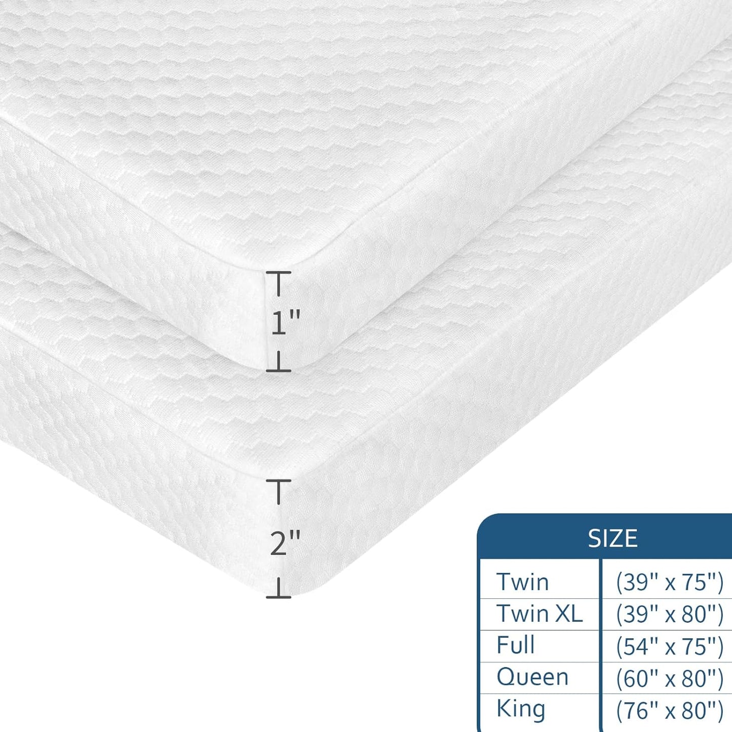 Cover For Mattress Topper 1-2 Inch Full Memory Foam Cover with Zipper, Viscose Made from Bamboo and 3D Mesh Backing Mattress Topper Removable Cover with Straps