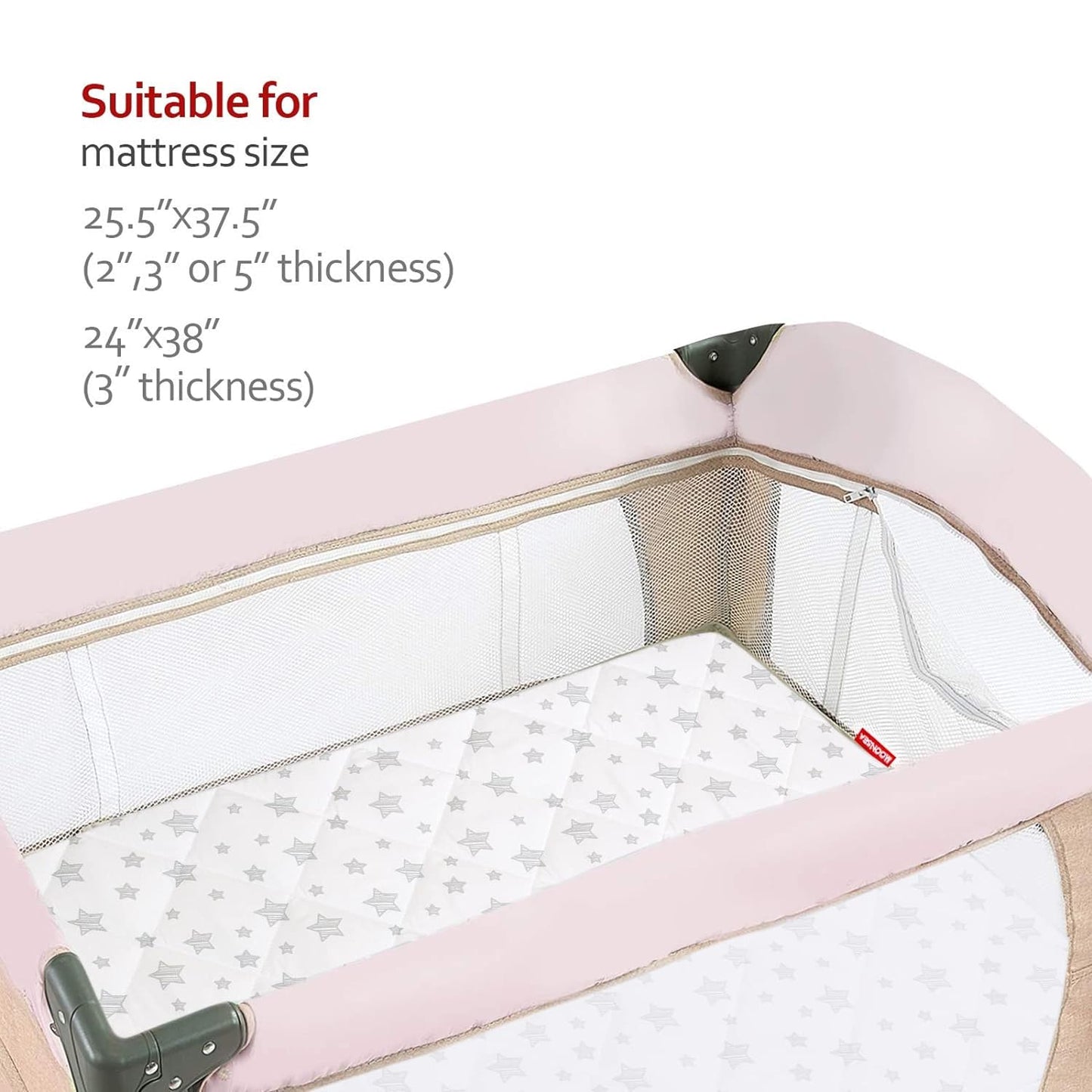 Pack n Play Sheet Quilted | Mini Crib Sheet - Pack and Play Mattress Pad Cover, Ultra-Soft Microfiber, Fits Graco Pack and Play, White Star
