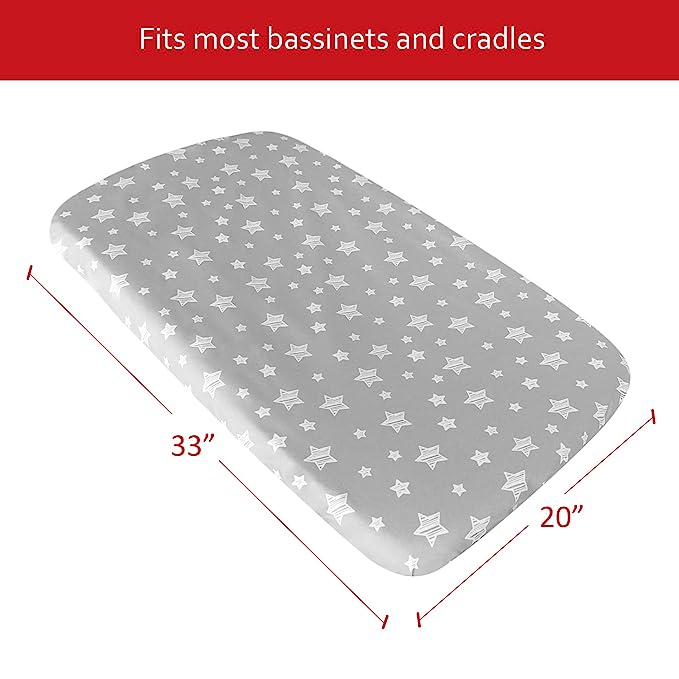 Bassinet Sheet, Compatible with RONBEI & Koola Baby & Baby Joy Bassinet, 33''x 20'', 2 Pack, Microfiber