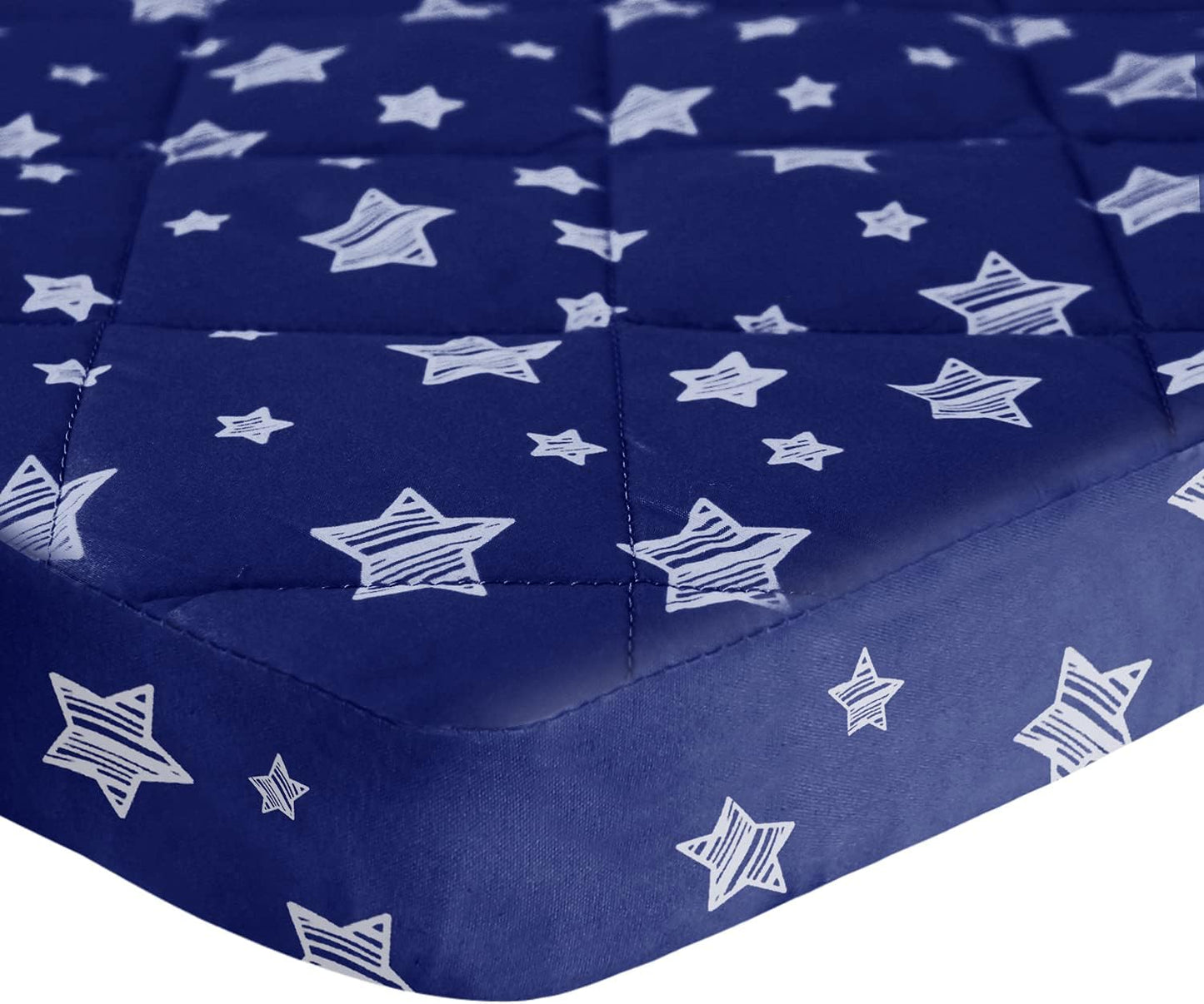 Pack n Play Sheet Quilted | Mini Crib Sheet - Pack and Play Mattress Pad Cover, Ultra-Soft Microfiber, Fits Graco Pack and Play, Navy Star
