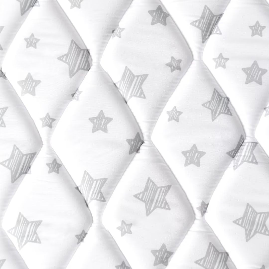 Premium Foam Baby Play Mat | Playpen Mat - Square 59" x 59", Thicker and Non-Toxic Crawling Mat for Infant & Toddler, White Stars