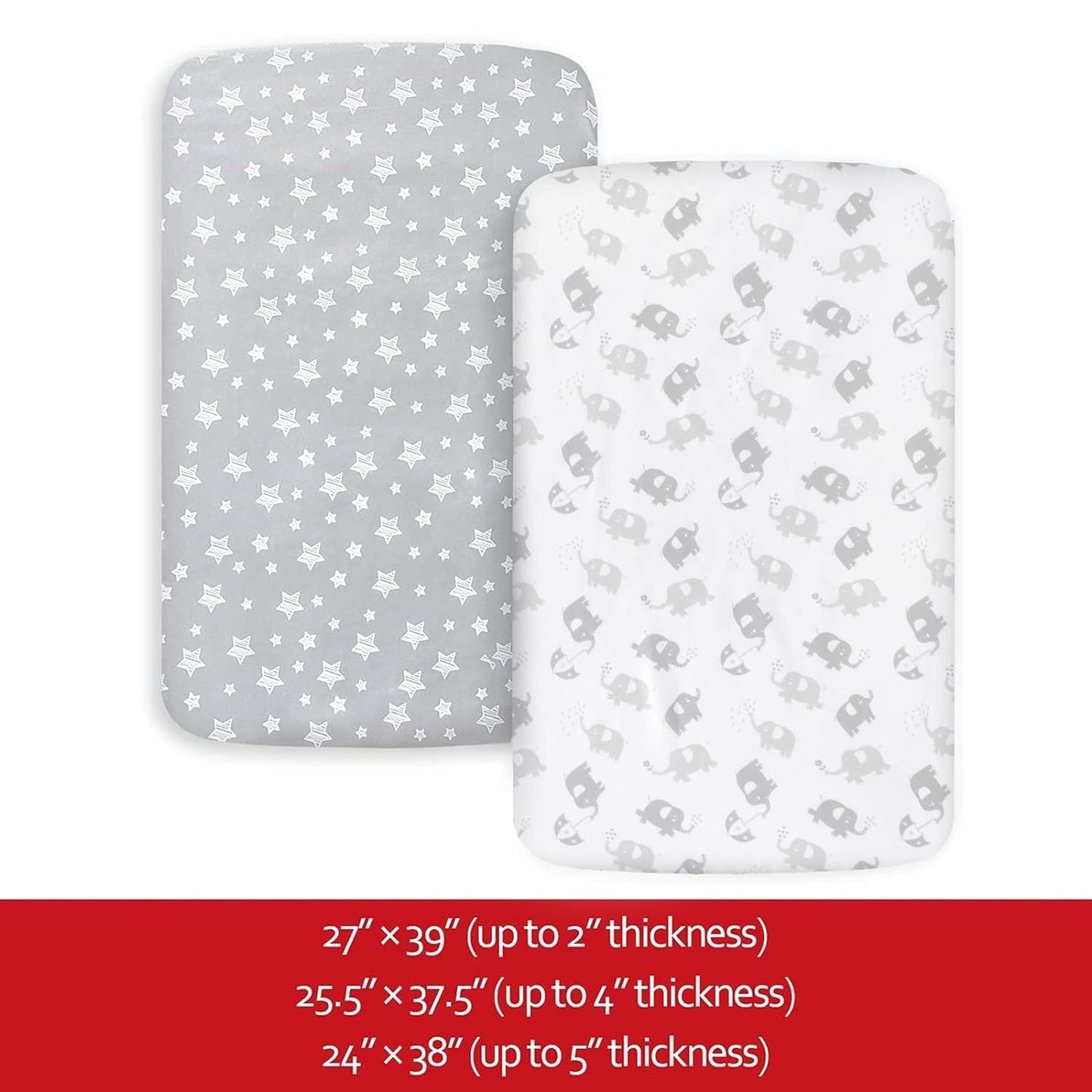 Pack n Play Sheet | Mini Crib Sheet - 2 Pack, Ultra-Soft Microfiber, Fits Graco Pack and Play, Stars & Elephant