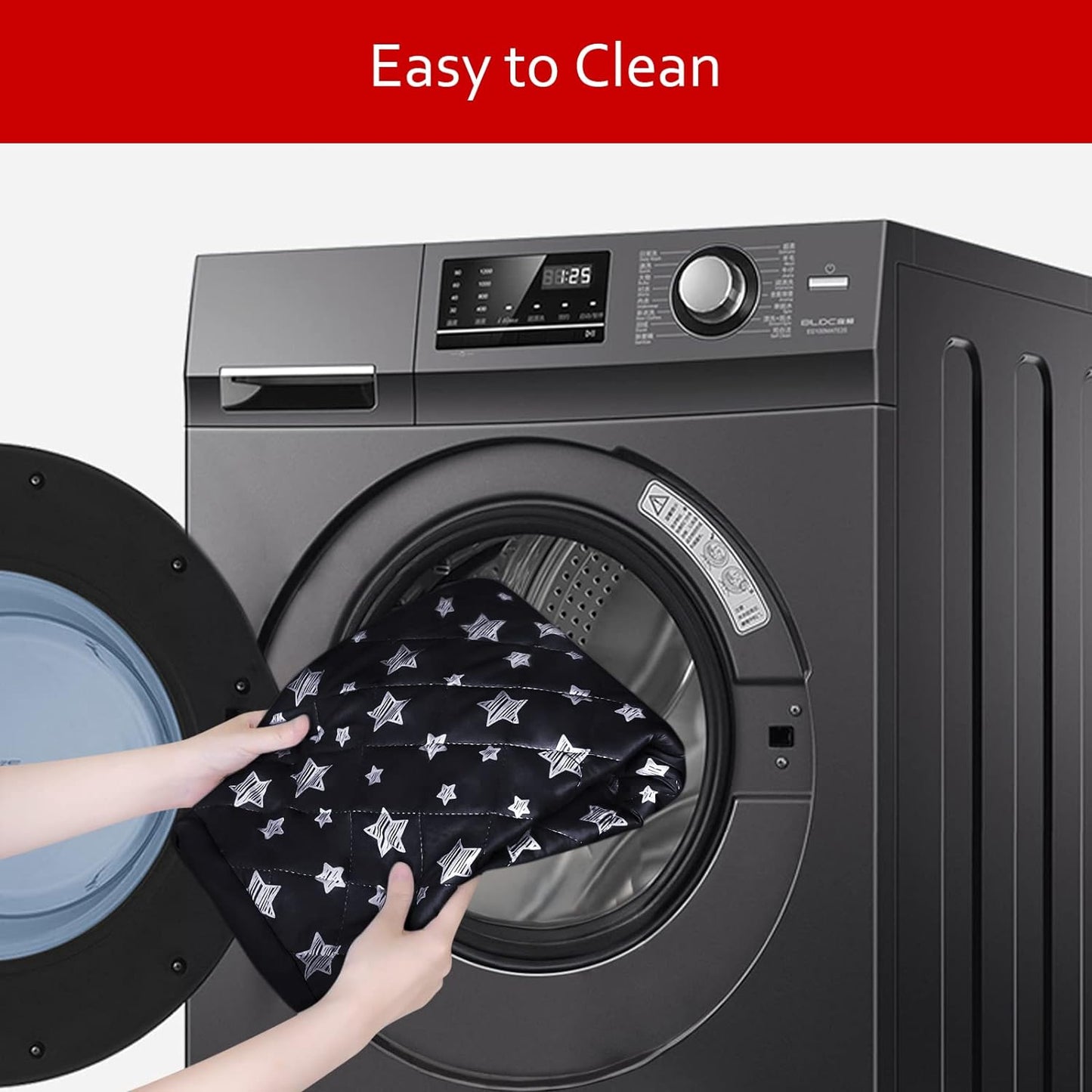 Dog Bed Covers, Waterproof Dog Bed Covers Dog Pillow Cover Quilted, for Dog/Cat, Black Star