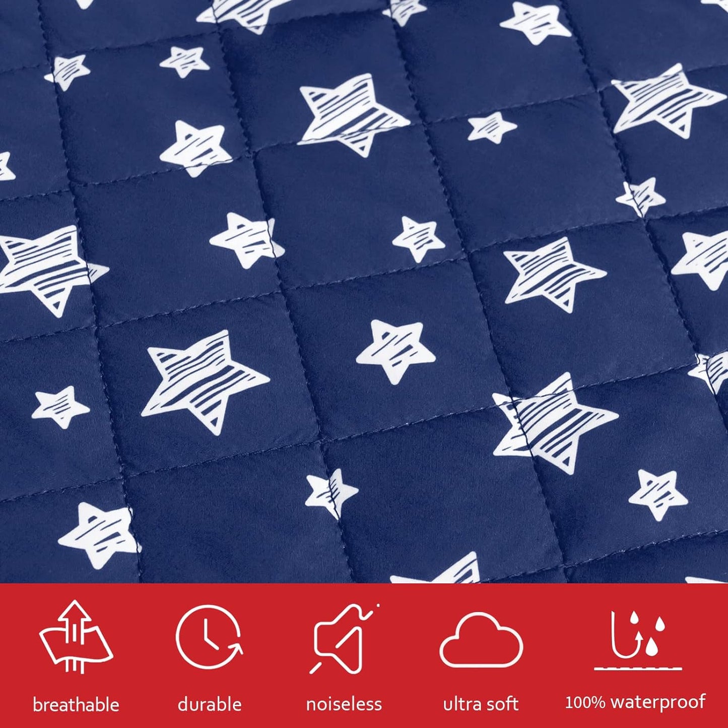 Crib Mattress Pad Protector, Waterproof, 52'' x 28'', Microfiber, 2 Pack,Star