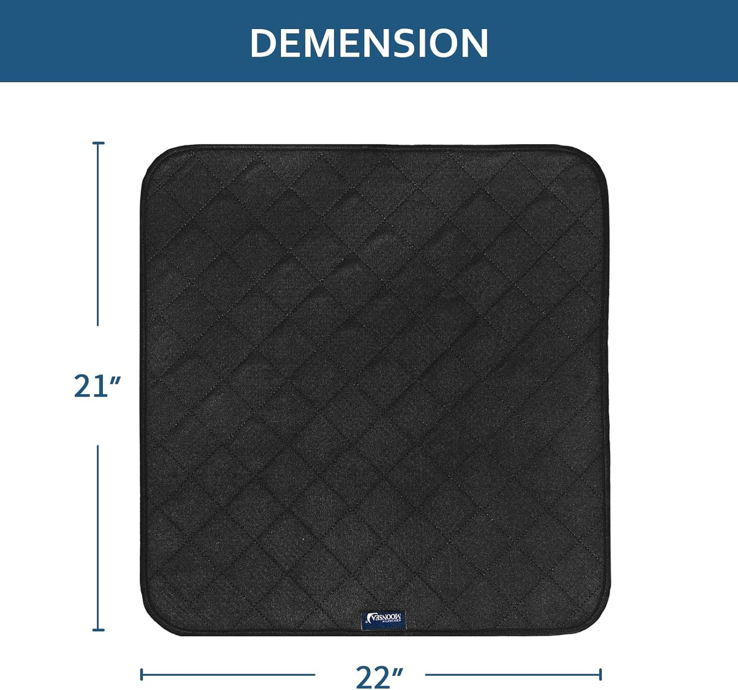 Waterproof Incontinence Chair Pads , Non Slip Absorbent Chuck Pads, 22" x 21", 2 Pack - Black