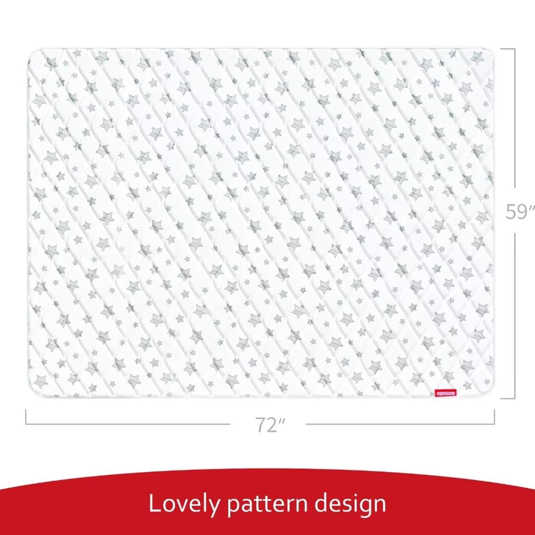 Premium Foam Baby Play Mat | Playpen Mat - 72" x 59", Thicker and Non-Toxic Crawling Mat for Infant & Toddler, White Star