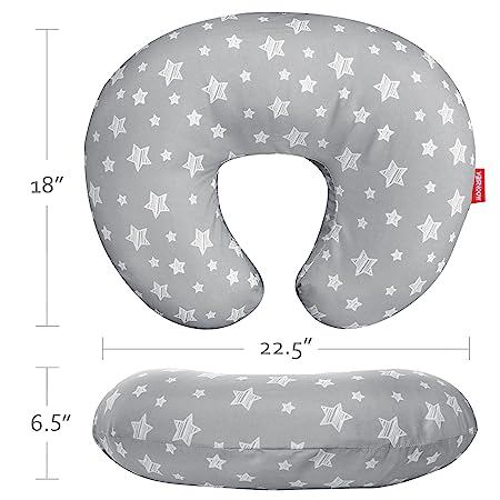 Nursing Pillow Cover, Snug Fits Boppy Nursing Pillows, Grey, Star Print