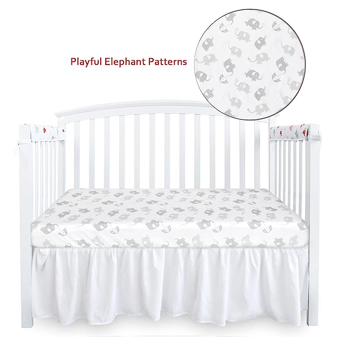 Crib Sheets - Fit For Standard Crib, Microfiber, Elephant