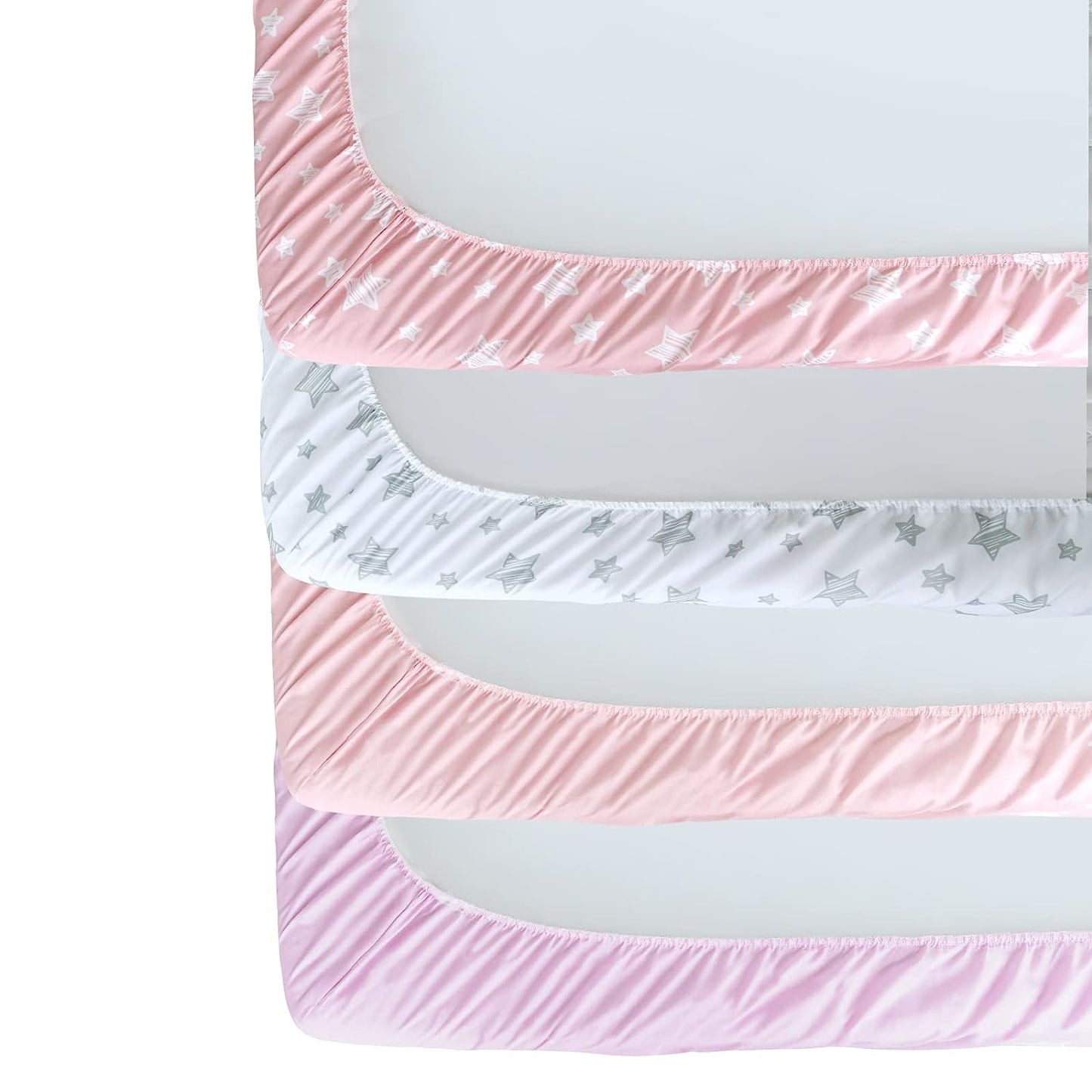 Crib sheets, Fit for Standard Size Crib, 4 Packs, Microfiber, Pink