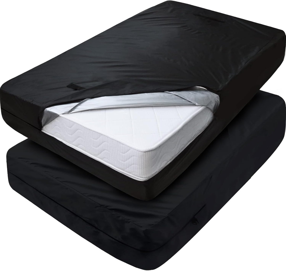 Heavy Duty Waterproof Mattress Bag for Moving & Storage with 4 Handles, Double Zippers & Adjustable Straps, Reusable Cover