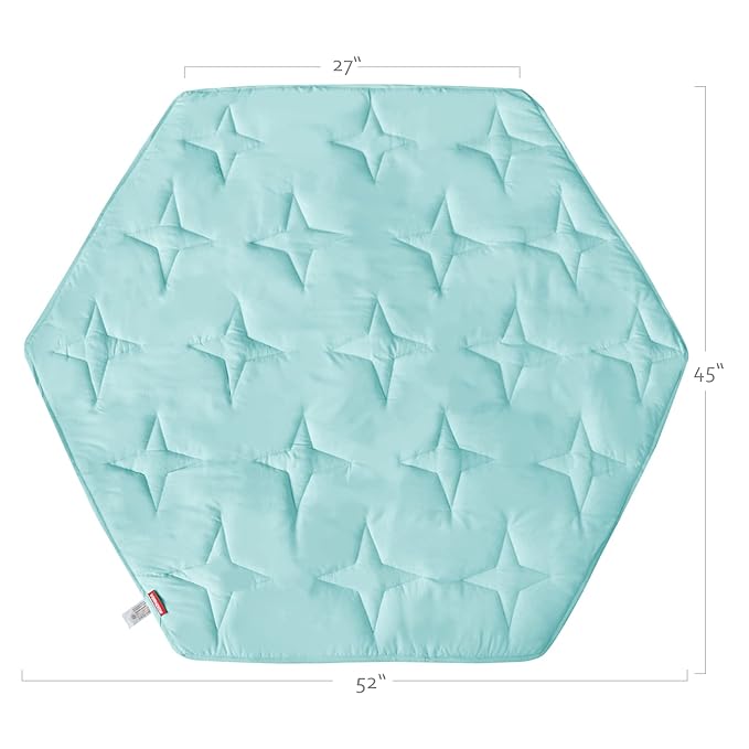 Baby Play Mat | Hexagon Playpen Mat - 52" x 45'', Padded and Non-Slip Activity Mat for Infant & Toddler, Blue
