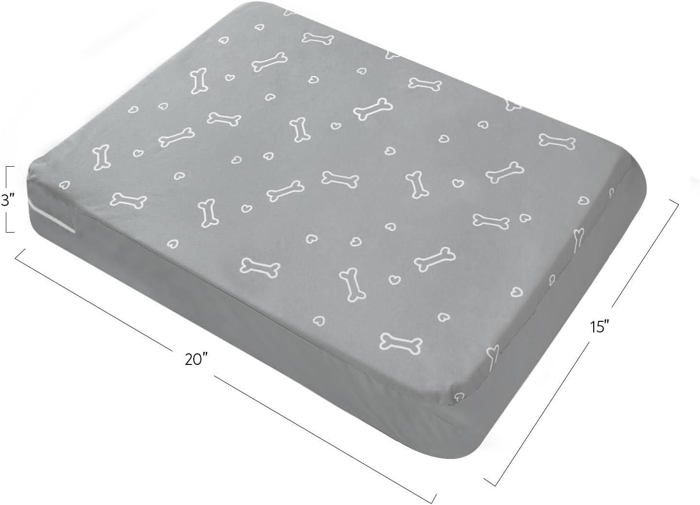 Dog Bed Cover with Zipper,  Replacement Washable, Pet Bed Cover with Anti-Slip Bottom, Bone