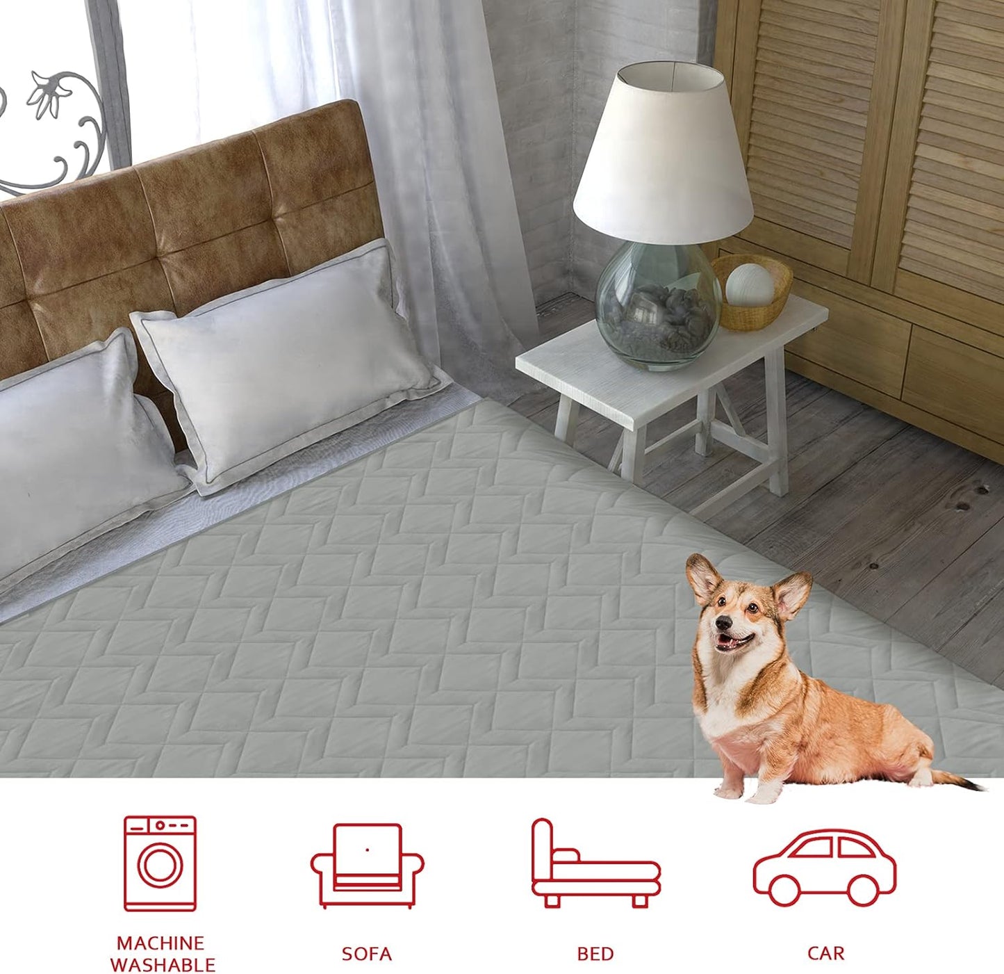 Dog Blanket Antislip Pet Bed Cover Sofa Couch Furniture Protector Cover,Waterproof ,Grey