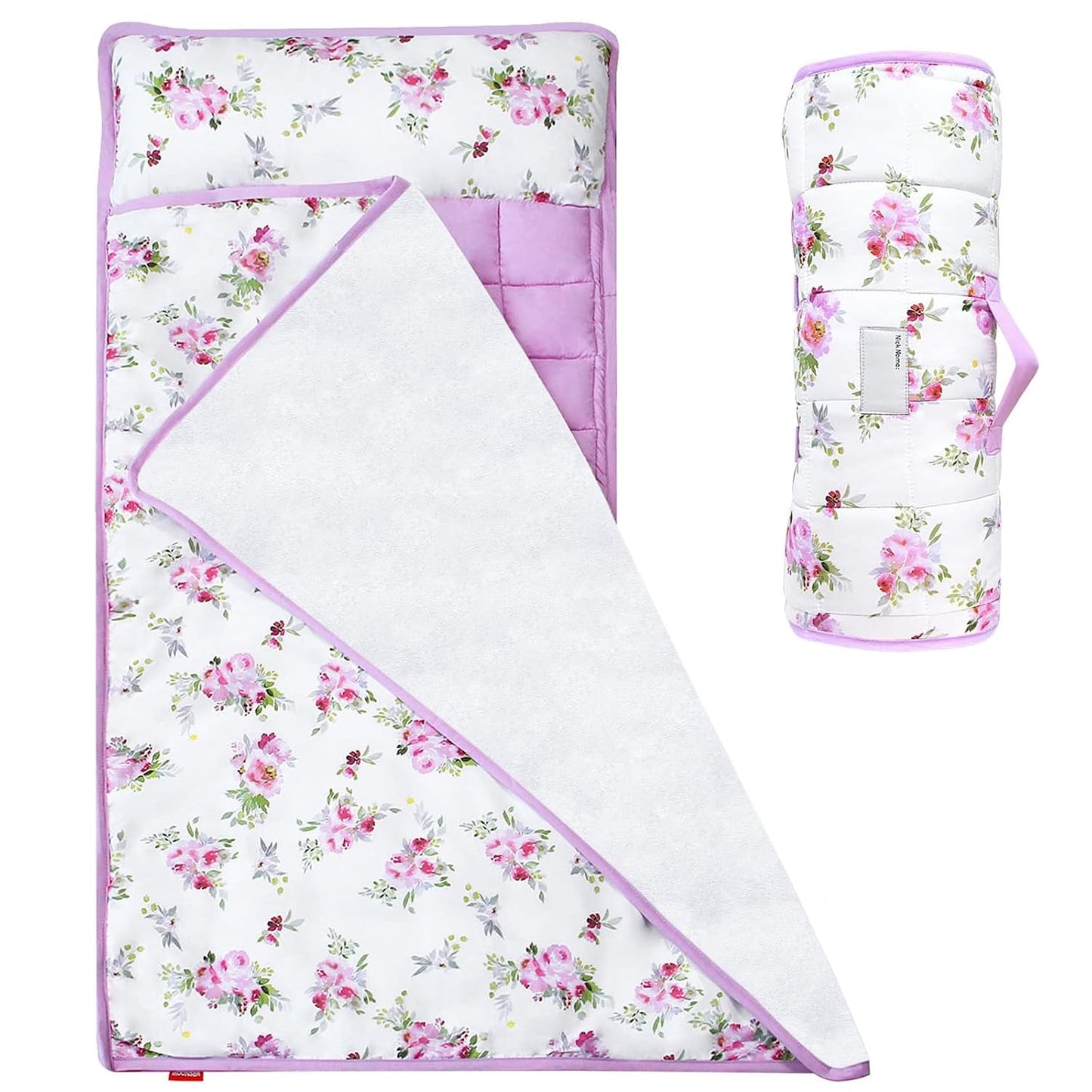Toddler Nap Mat- Pillow And Fleece Minky Blanket, 21''x50''