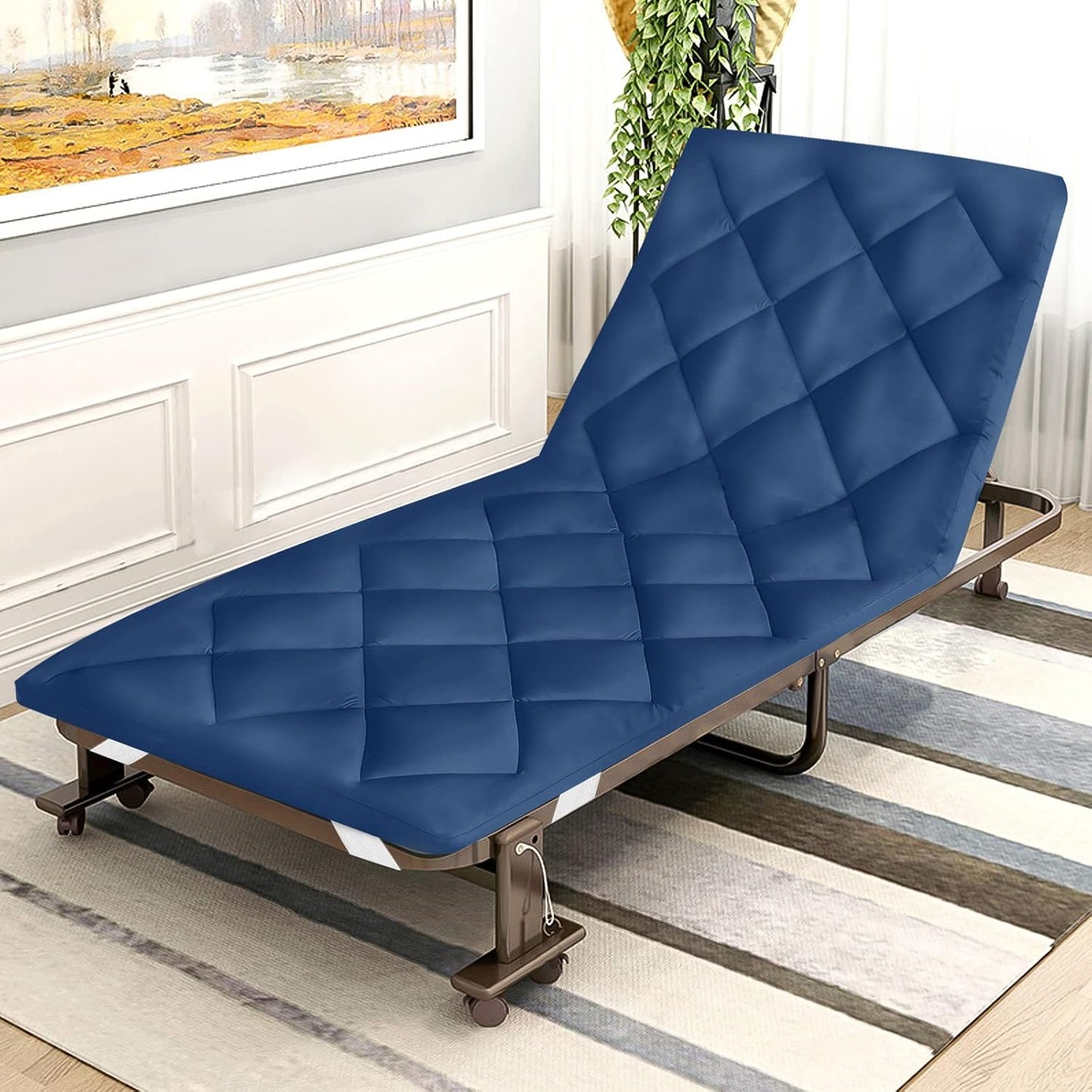 Quilted Cot Mattress Topper 75" x 30", Soft Camping Cot Pad with Non-Slip Bottom & Adjustable Straps for RV Bunk, Folding Cot, Guest Bed