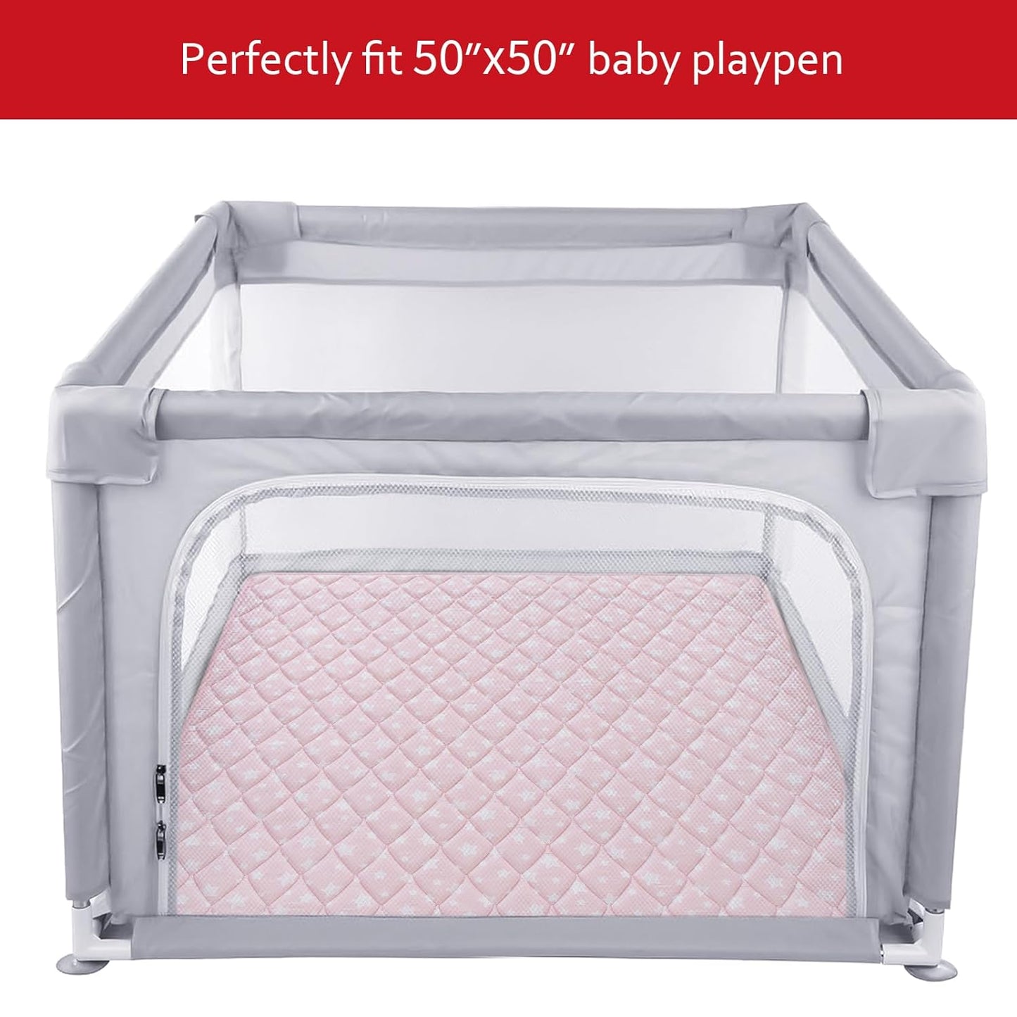 Premium Foam Baby Play Mat | Playpen Mat - Thicker and Non-Toxic Crawling Mat for Infant & Toddler, Pink Star