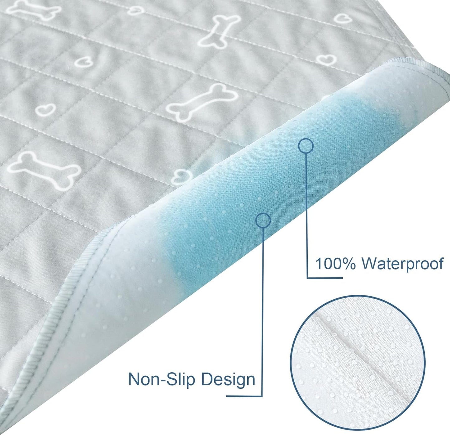 Washable Pee Pads , Non-Slip Training Pads for Dogs, Waterproof, 2 Pack