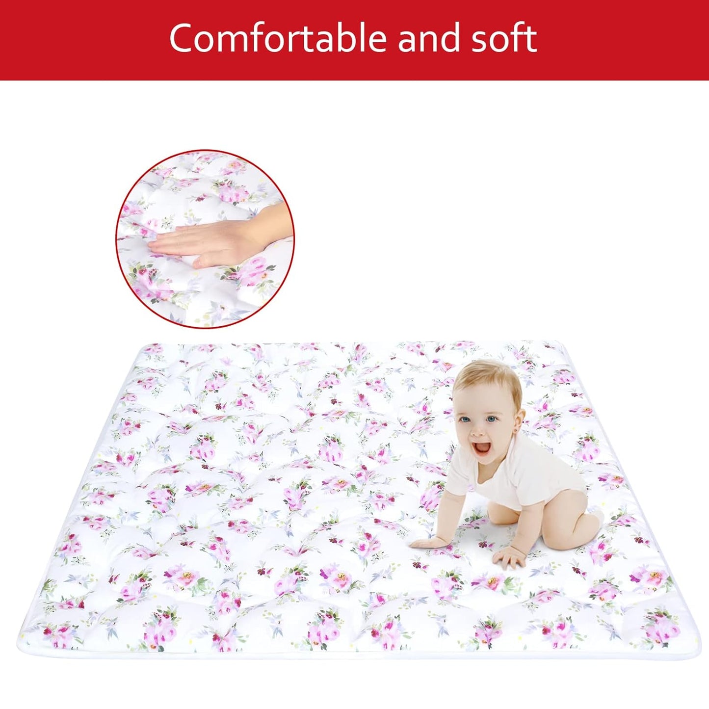 Baby Play Mat | Playpen Mat - Large Padded Tummy Time Activity Mat for Infant & Toddler
