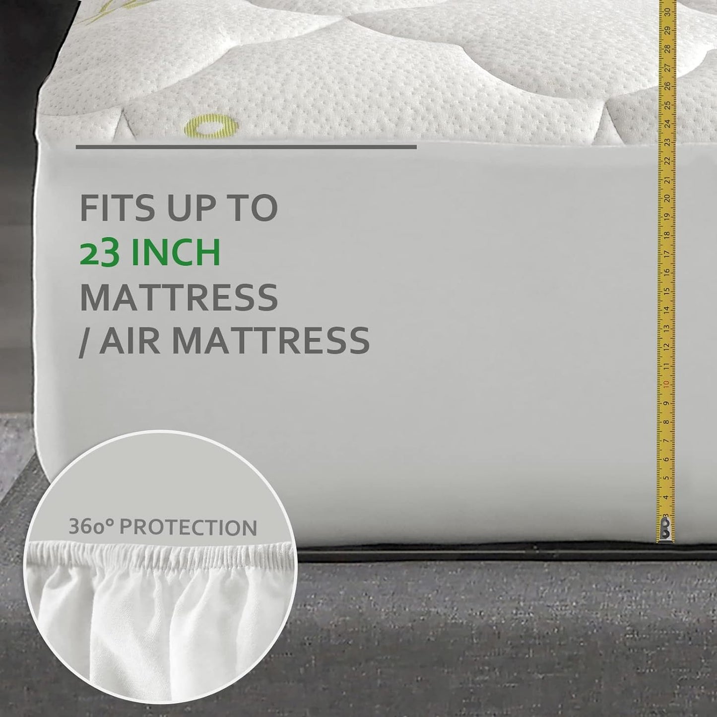 Air Mattress Pad Cover/ Protector- Thick Quilted, Noiseless, 15''-23'' Deep Pocket, Bamboo