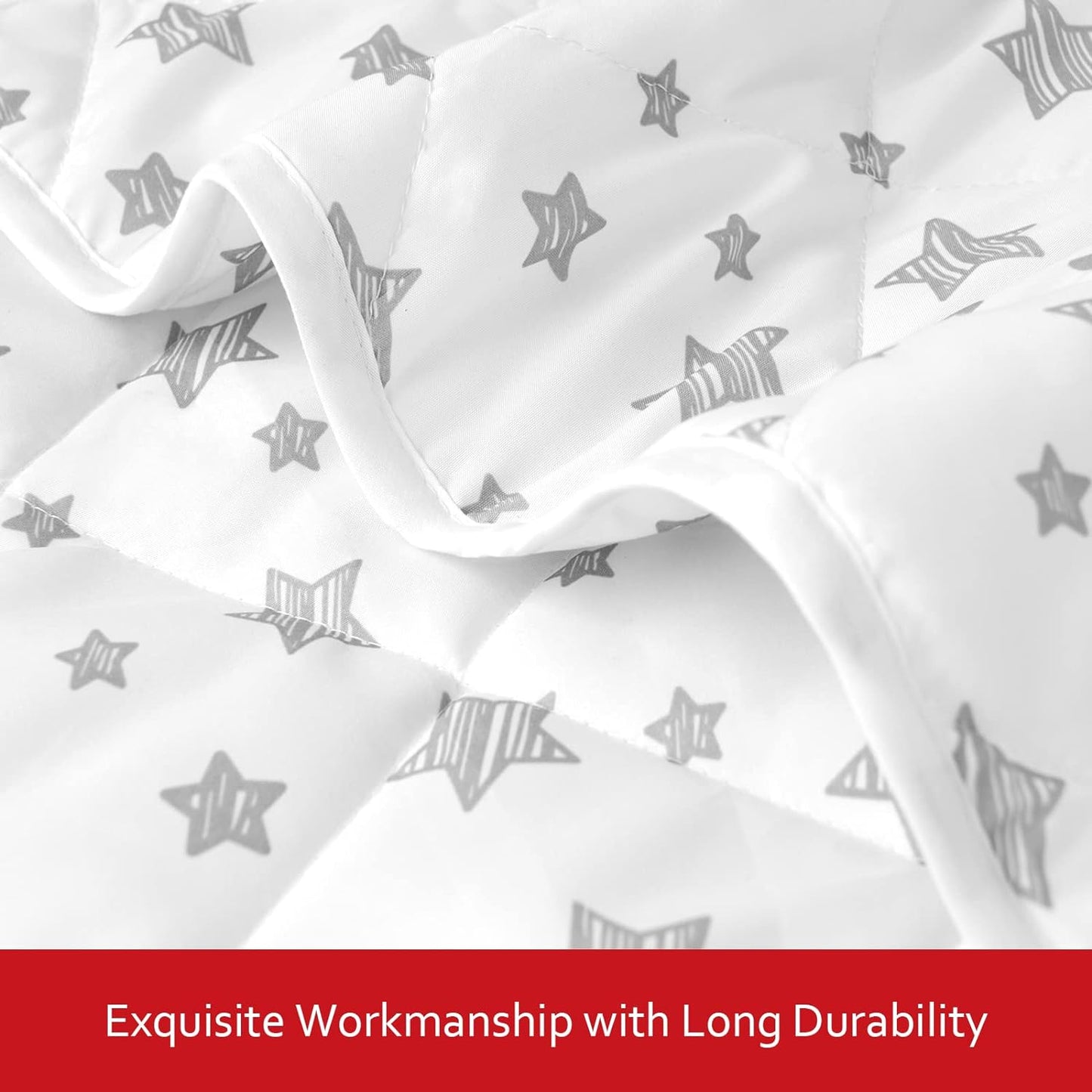 Baby Blanket, Toddler Comforter Quilted with White Star Print, Microfiber, 39''x47''