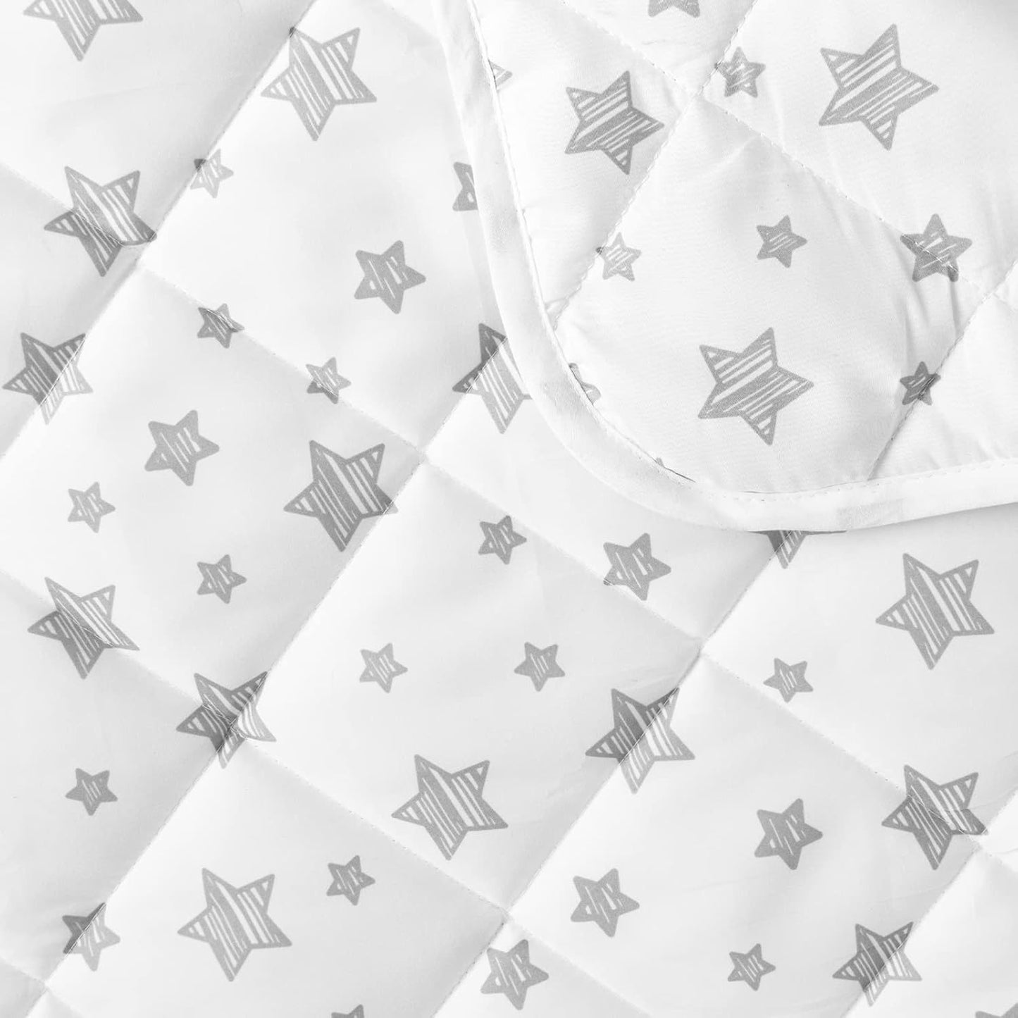 Baby Blanket, Toddler Comforter Quilted with White Star Print, Microfiber, 39''x47''