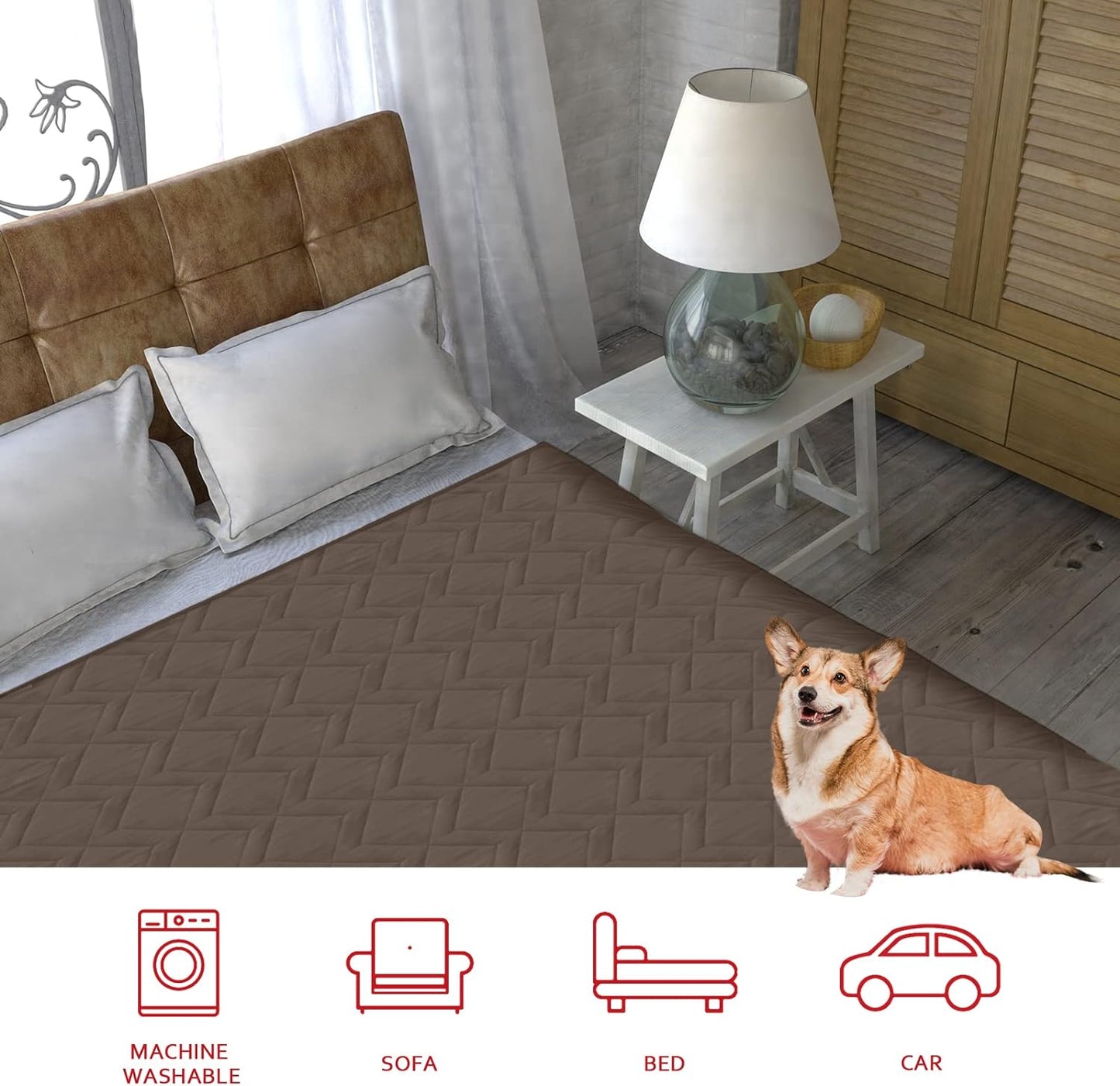 Dog Blanket Antislip Pet Bed Cover Sofa Couch Furniture Protector Cover,Waterproof ,Chocolate