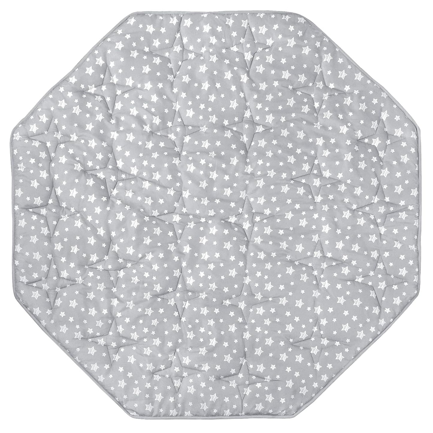 Baby Play Mat | Octagon Playpen Mat - Padded and Non Slip Activity Mat for Infant & Toddler, Grey Star - Moonsea Bedding