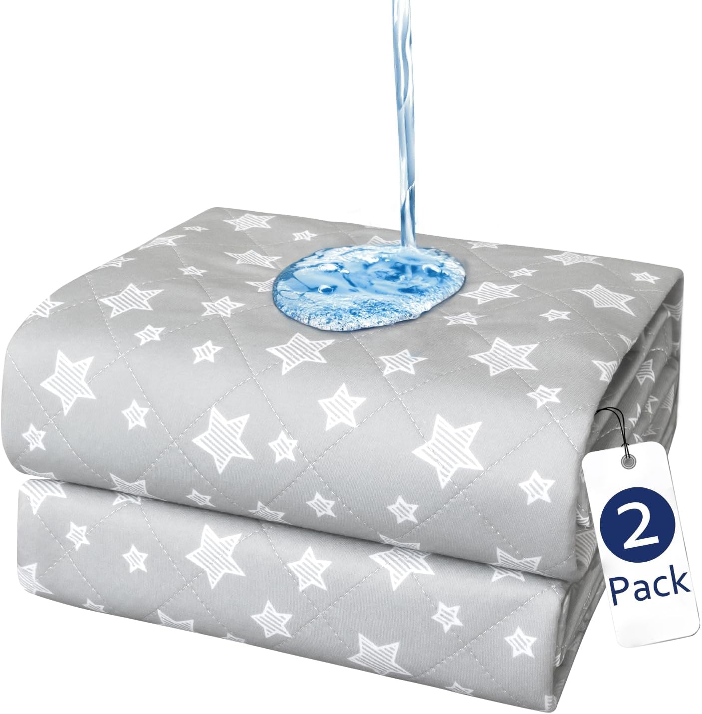 Waterproof Bed Pads- Absorbent Chuck Pads Non Slip for Incontinence, Washable Pee Pads for Dogs, 34"x36" , Star, 2 Pack-Moonsea Bedding