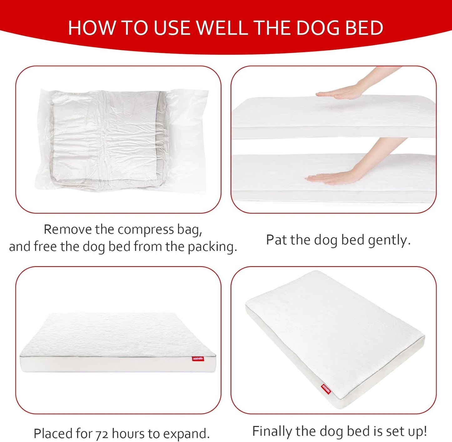 Dog Bed Cover with Zipper, Replacement Washable, Pet Bed Cover with Anti-Slip Bottom, White