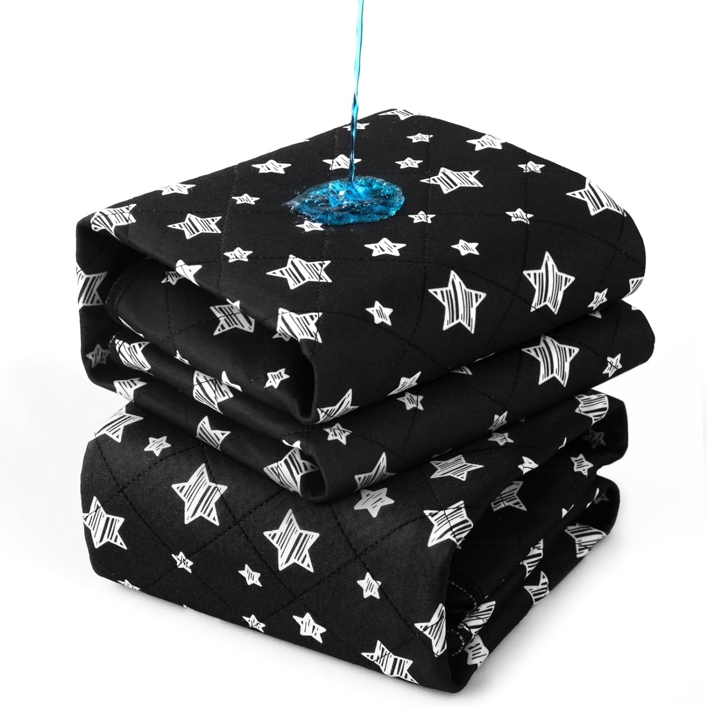 Waterproof Bed Pads- Absorbent Chuck Pads Non Slip for Incontinence, Washable Pee Pads for Dogs, 34"x36" , Star, 2 Pack
