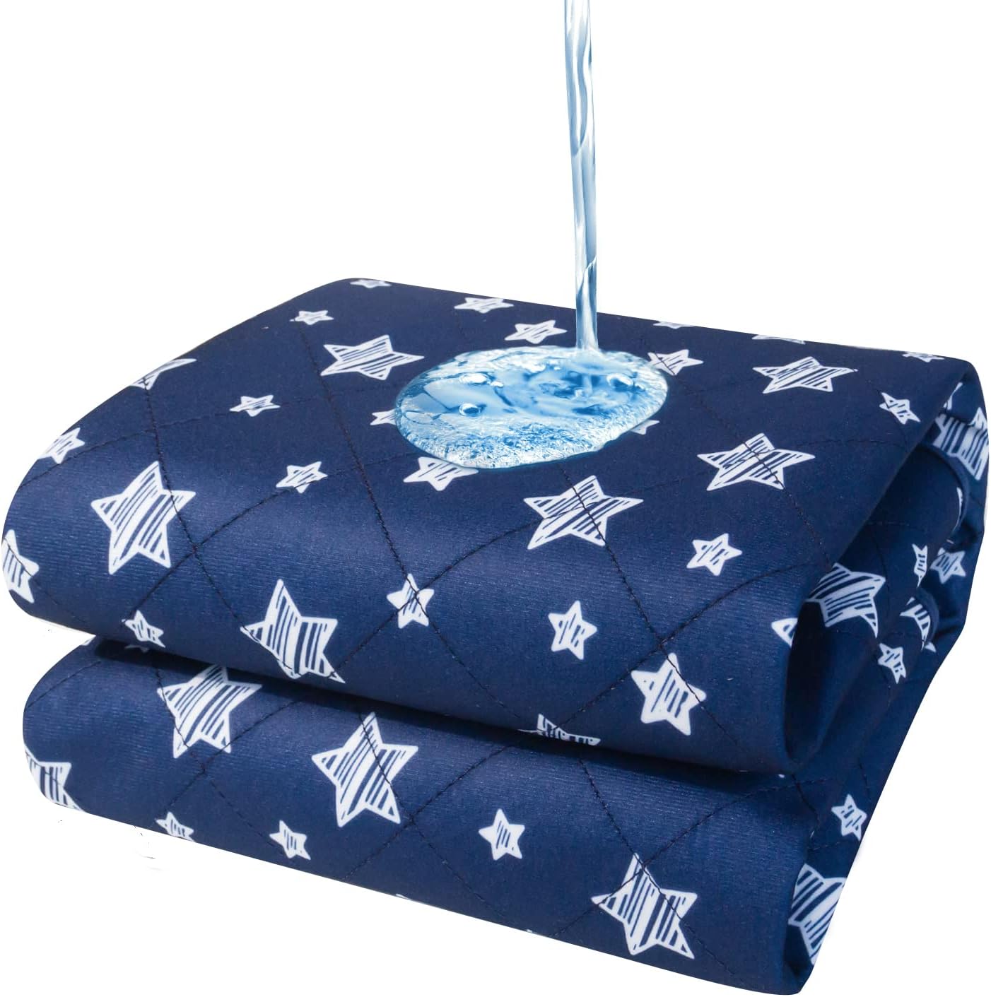 Waterproof Bed Pads- Absorbent Chuck Pads Non Slip for Incontinence, Washable Pee Pads for Dogs, 34"x36" , Star, 2 Pack