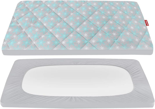 Pack n Play Sheet Quilted | Mini Crib Sheet - Pack and Play Mattress Pad Cover, Ultra-Soft Microfiber, Fits Graco Pack and Play, Flower-Moonsea Bedding