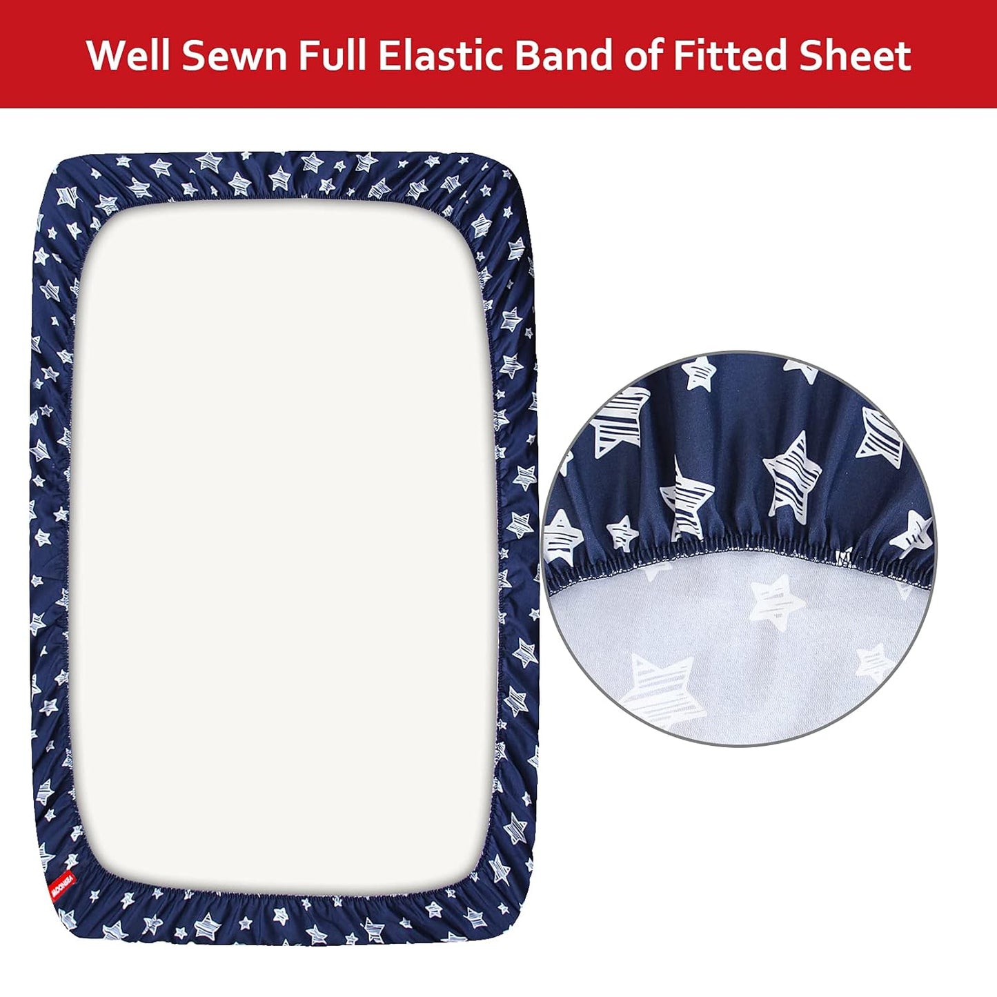 Pack n Play Sheet | Mini Crib Sheet - Ultra-Soft Microfiber, Fits Graco Pack and Play, Navy Star