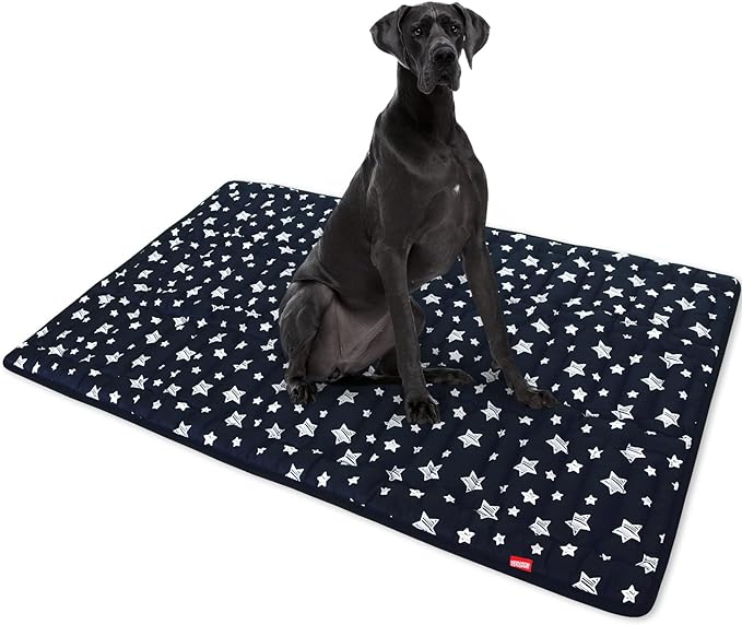 Dog Crate Mat- Soft ,Star Prints, Anti-Slip Bottom, Machine Washable,Black Star-Moonsea Bedding