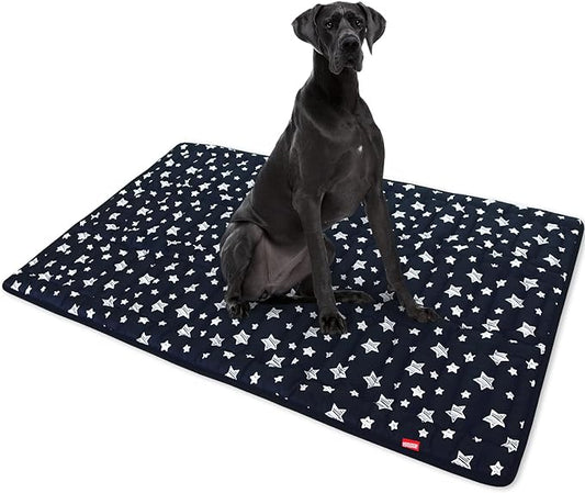 Dog Crate Mat- Soft ,Star Prints, Anti-Slip Bottom, Machine Washable,Black Star-Moonsea Bedding