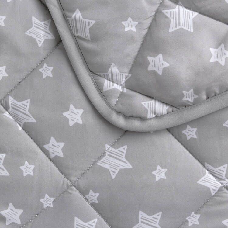 Baby Blanket, Toddler Comforter Quilted with Grey Star Print, Microfiber, 39''x47''